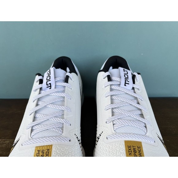 Nike Force Zoom Trout 7 Pro White/Gold Baseball Cleats Men’s Size 14 CQ7224-106 - Picture 8 of 11